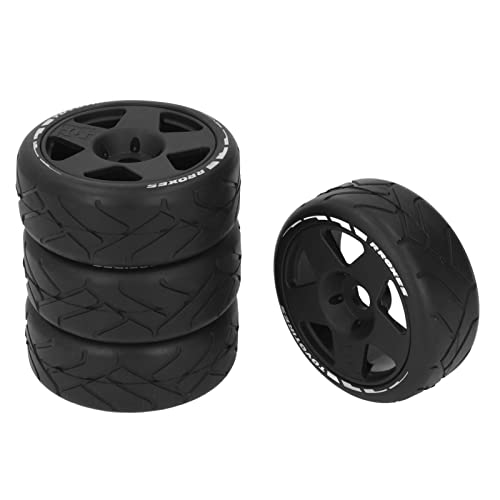 Dilwe RC Wheels Reifen, 4 STÜCKE 1:8 GT RC Wheels Strong Grip Road Racing Reifen Verschleißfest On Road Wheels mit 17mm Adapter (Schwarz) von Dilwe