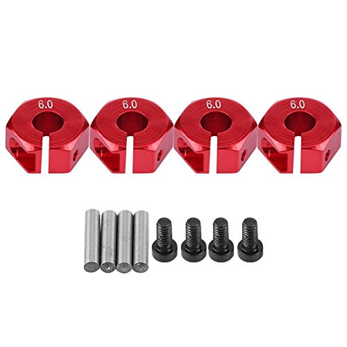 Dilwe Rad-Sechskant-Adapter, 12mm Universal-Rad-Sechskant-Adapter für HSP 1/10 RC Auto(6 mm / 0,24 Zoll- Rot) von Dilwe