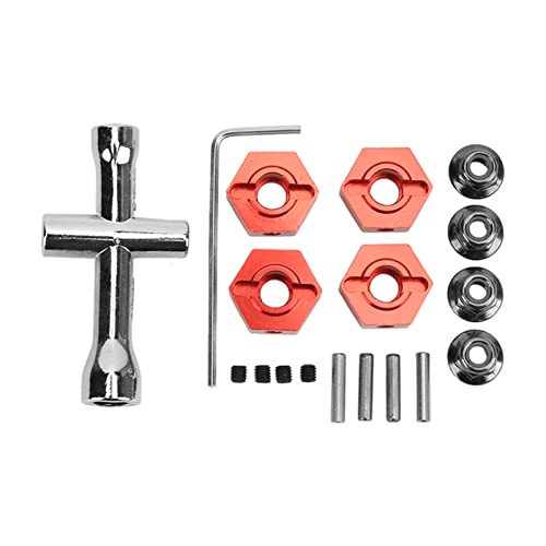 Dilwe Radsechskantnabe, Aluminiumlegierung 14 Mm Universal-Radsechskantadapter RC-Autoteile Kompatibel für ARRMA Senton 1/10 RC-Auto(rot) von Dilwe