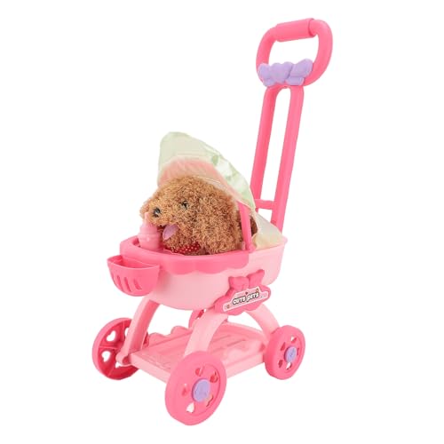 Dilwe Spielzeug-Kinderwagen für Kinder, Haustier-Puppen-Kinderwagen-Spielzeug-Set, Haustier-Puppe, Rollenspiel-Kinderwagen-Spielzeug für, Mädchen, Kinder (Teddy) von Dilwe