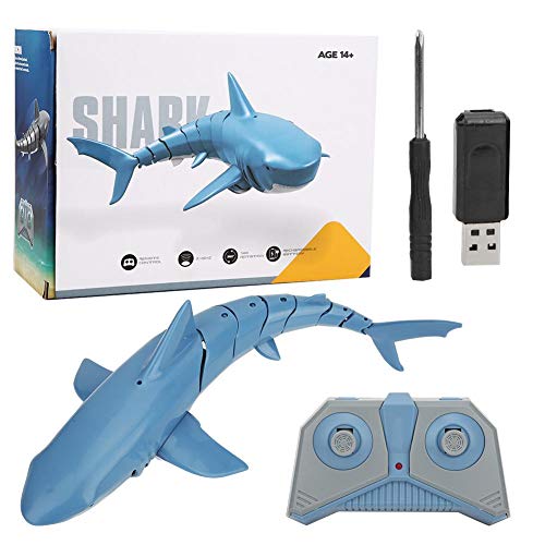 Ferngesteuerter Hai, RC Shark groß - Schwimmen wie echter Hai - 2.4G - 40 Meter - 300mAh Akku - 4 Kanal - USB aufladen - 100% Wasserdicht - Hai Spielzeug für Pools - für von Dilwe