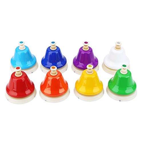 Handglocken Set, 8 Hinweis Bunte Handbells Musical Learning Percussion Instrumente Spielzeug Geschenke für Kinder, Haustierglocke, Trainingsglocke für Hunde und Katzen von Dilwe