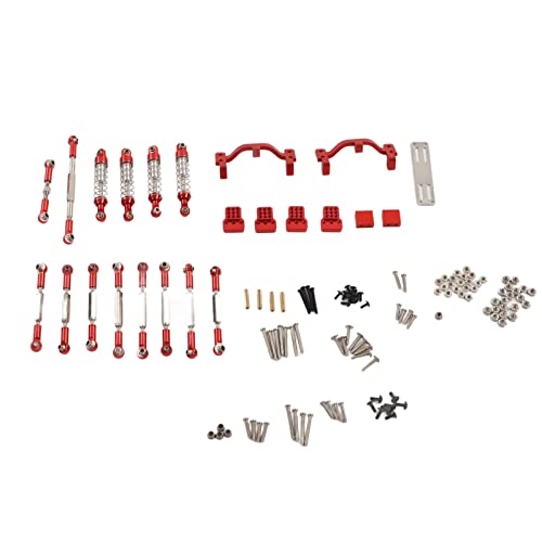 Dilwe RC-Auto-Ersatzteil-Kit, Aluminiumlegierung, RC-Auto-Zugstangen-Kit, Upgrade-Ersatzteile, Kompatibel mit RC-Crawler-Beschlägen für WPL C24 C14 C14K C24K RC-Auto (Rot) von Dilwe