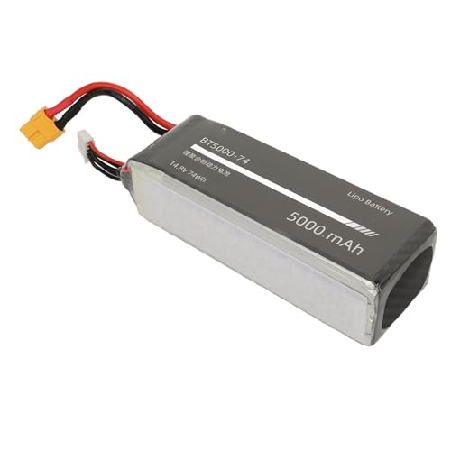 RC Drone Lipo Batterie, 4S 14,8 V 5000 MAh Lipo Batterie Überladung und Kurzschlussschutz für FW450 V3 RC Hubschrauber, 25 Minuten Flugzeit von Dilwe