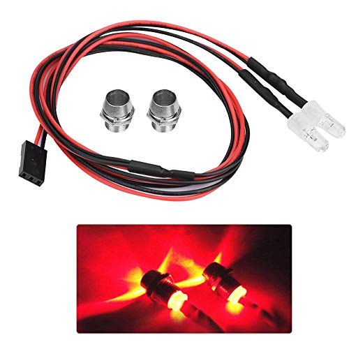 RC LED Licht Kits, 2PCS 5mm Scheinwerfer RC Zubehör LED Lichter für 1/10 Modell Drift Auto Fahrzeug(12# rotes Licht) von Dilwe