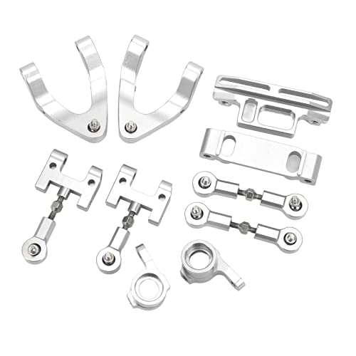 RC Metall Zubehör Set, RC Aluminium Oberer Unterarm Lenkungsschale Hex Adapter Set Kompatibel mit WPL D12 RC Car(Silber) von Dilwe