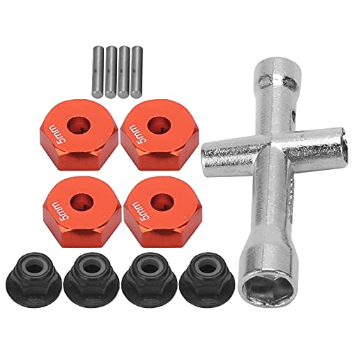 RC Wheel Hex Adapter, 12mm 1/10 RC Car Truck Wheel Hex Adapter + Rutschfeste Mutter + Schraube + Kreuzschlüssel RC Modell Spielzeugteil(rot) von Dilwe