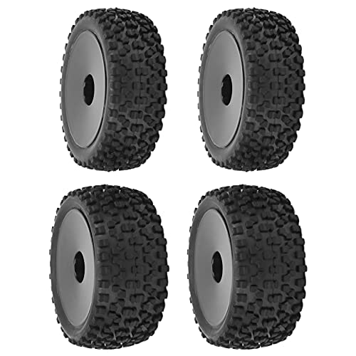 Dilwe RC Wheels Reifen, 4 Stück RC Vorderrad Hinterreifen und mit 12 Mm Sechskant für 1/10 RC Offroad Auto Upgrade Teile(Schwarz) von Dilwe