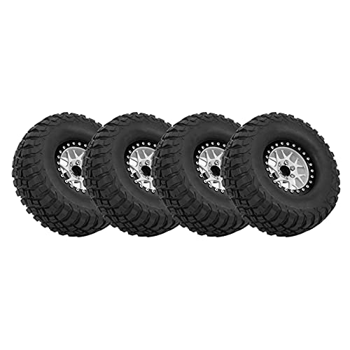 RC rutschfeste Reifen Set, 4pcs 124mm Alu + Gummi Offroad-Reifen Nabe Gummireifen Upgrade Teile für/HSP/Tamiya/Axial Scx10 / D90 RC Auto und 1/10 RC Crawler(schwarz) von Dilwe