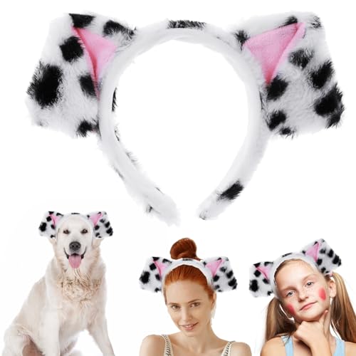 Dimeho Hundeohren Stirnband, Plüsch Hund Ohren Haarreife Cartoon Tier Haarband Welpen Ohren Haar Reifen Tierkopfbedeckung für Party Dekorationen Weihnachten Halloween Verkleiden Kostüm Frauen von Dimeho