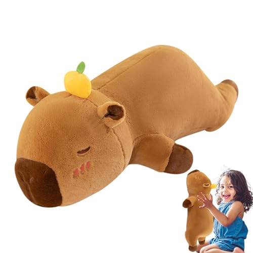 Capybara Plush Body Pillow - Capybara Body Pillow, Capybara Plüschpuppe, Capybara Cuddle Toy | Flauschiger Capybara Plüsch, 24 Zoll niedliche Stofftiere, kuscheliges Puppenspielzeug für Mädchen von Dinchaakuarry