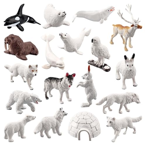 Dinchaakuarry 17pcs arktische Tiere Figuren - Tierarktische Meeres Meeresgeee -Figuren miini Plastikpolare Figuren | Polar Bärensiegel Snowy Eule unter dem Meeresleben Figuren Geschenk Ostereifüllung von Dinchaakuarry