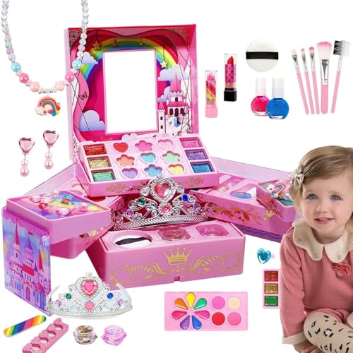 Make-up-Box Für Kinder, Kosmetikspielzeug Für Kleinkinder, Beauty-Set Für Mädchen, Make-up-Spiele Für Kleinkinder, Große Make-up-Aufbewahrungsbox, Familien-Make-up-Set Für Mädchen, Beauty-Spiele Für K von Dinchaakuarry