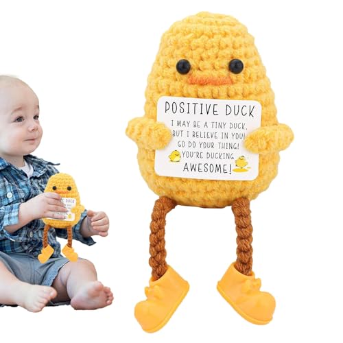 Positive Häkel Ente - Inspirierende Häkel Ente, Lustige Häkel Ente | Inspirierende Entenhäkeln Puppenschmuck, Handgemachtes Emotionales Unterstützung Enten-Orament Für Geburtstagsabschlussschalter von Dinchaakuarry