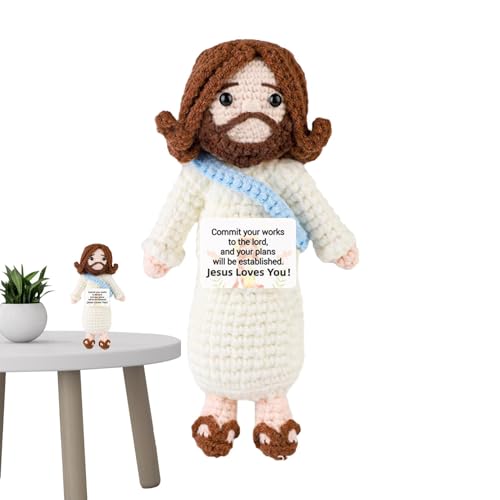 Positive Jesus -Puppe - handgefertigtes Jesus -Puppe, Stocker -Stuff -Puppe, christliche inspirierende Puppe | Positive Jesus -Puppe mit Karte, handgefertigte Strumpfstoffe, Wohnkultur für Frauen, Män von Dinchaakuarry