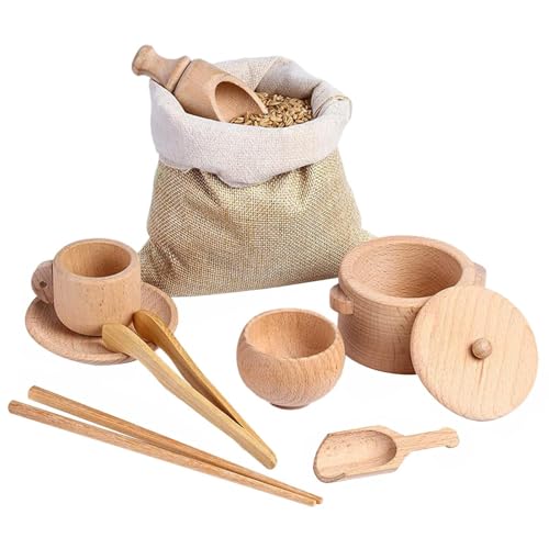 Sinnesbehälter Aus - montesori-Holzspielzeug, montesori-Feinmotorikspielzeug | Feinmotorik-Lernspielzeug, Set Mit 8 Holzschaufeln Und Holzzangen, Praktisches montesori-Sinnesspiel Für Kleinkin von Dinchaakuarry