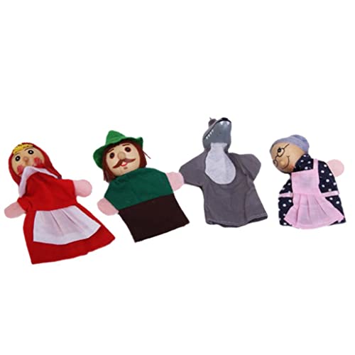 Rotkäppchen-Fingerpuppen-Set - Packung mit 4 Figuren - Holz und Stoffmaterial - Zufällige Farbe - 10cm Höhe - Ideal für Geschichtenerzählen und Rollenspiel von DingMall