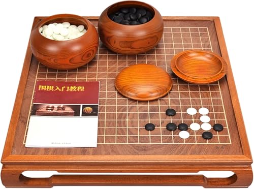 Go Set mit goldenem Kastanienholztisch,21 X 19 Zoll GO Spiel Set 19X19 Raster Layout ＆ 361 GO Steine, 2-Spieler - Klassisches Chinesisches Strategie-Brettspiel von DinganyuEU