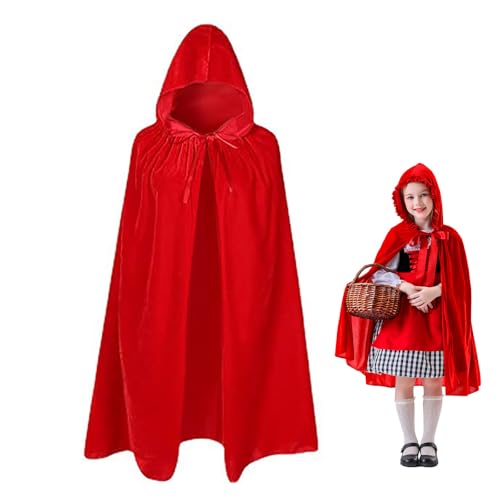 Dinghaole Kinder Vampir Kostüm Umhang mit Kaputze，Rot Umhang mit Kapuze,Halloween Vampir Umhang mit Kapuze Kapuzenumhang Rot，hexenkostüm kinder，35.4in für Kinder Karneval Cosplay Kostüm von Dinghaole