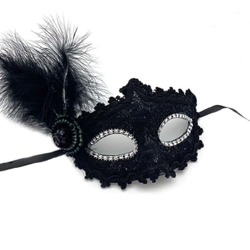 Dinghaole venezianische maske mit federn，Karnevalsmaske Maskerade-Maske für Herren,Karnevalsmaske Venezianische Maske，maskenball damen maske erogenous，Fasching Verkleidung Zubehör von Dinghaole