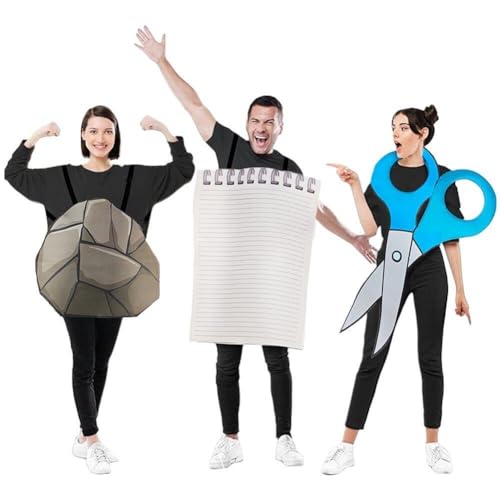 Dinntty 3-teiliges Papierscheren-kostüm-set, Cosplay-outfits, Lustiges Gruppenkostüm Für Erwachsene, Comedy-requisiten, Bürobedarf von Dinntty