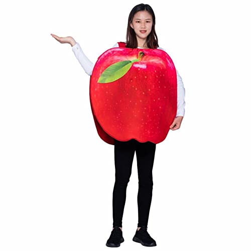 Dinntty Erwachsene Fruit Series Cosplay-Kleidung, lustiges Cartoon-Outfit, niedlicher Rollenspiel-Overall, Performance-Kostüm-Requisiten (Apfel) von Dinntty
