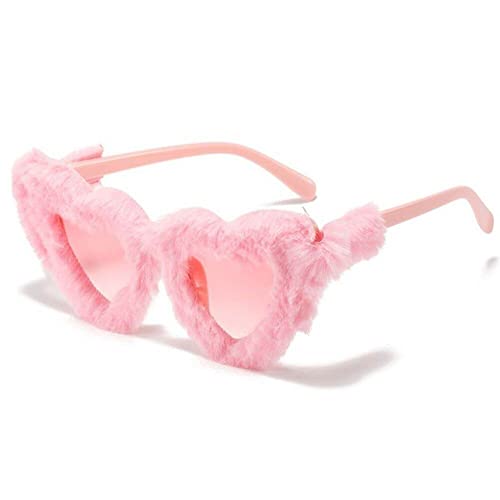 Dinntty Herzförmige Plüsch-Sonnenbrille, stilvolle Rave-Party-Brille, Bachelorette-Party-Sonnenbrille, niedliche Brille für Frauen und Mädchen von Dinntty