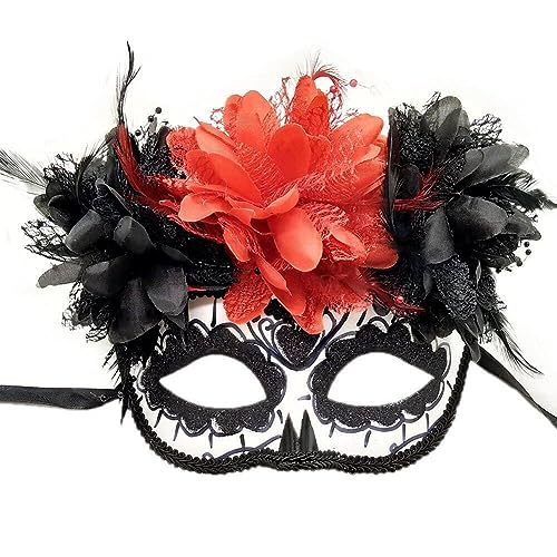 Dinntty Mexikanische Tag der Toten Maske Schädel Blume Augenmaske weibliche Maskerade Maske Kostüm Maske Halloween Party Requisiten von Dinntty