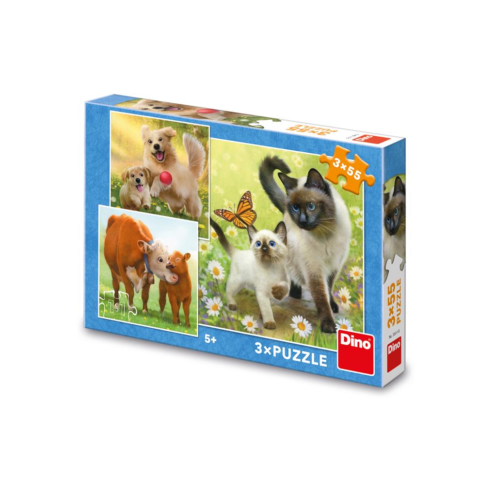 Dino 3 Puzzles - Familie 55 Teile Puzzle Dino-33544 von Dino