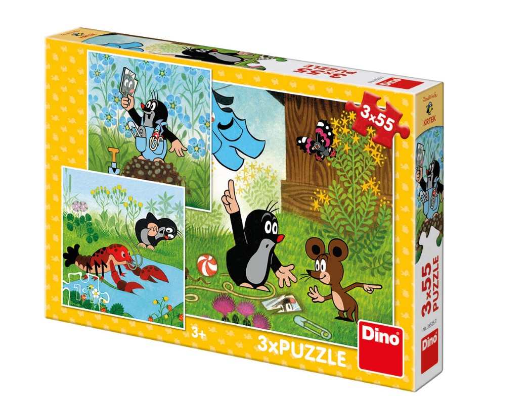 Dino 3 Puzzles - The Little Mole 55 Teile Puzzle Dino-33525 von Dino