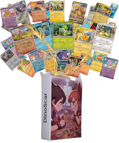 DinoScar Kartenset - 50 Pokemon original deutsch - 1 EX - 5 Holo - 5 Reverse Holo - Verschiedene TCG-Sammelkarten aus aktuellen Decks mit Kartenschutzhülle von DinoScar