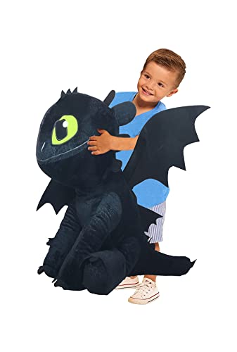 Dinotoys Drachenzähmen leicht gemacht - Dragons - Ohnezahn Toothless - Plüschfigur Kuscheltier XXL 110-112 cm von Dinotoys