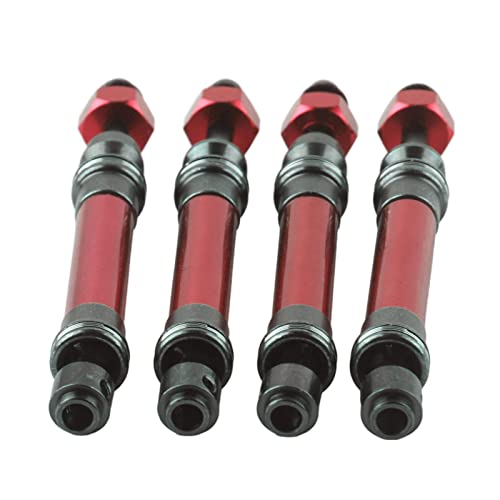 Dioche Vordere Antriebswelle, Vordere Hintere CVD-Antriebswelle, Upgrade-Teile, 4 Stück, CVD Vorne und Hinten, Antriebswelle, Metallgetriebeachse, Antriebswelle für 4X4 1/10 RC-Auto (Rot) von Dioche