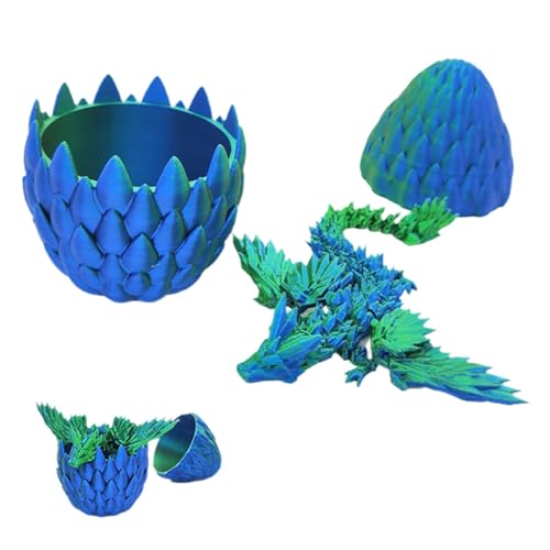 Dioeazh 3D Gedruckter Drache, Realistische Dracheneier Im Ei, Artikulierter Kristalldrache Im Ei, Drachen Sammelfiguren Zappelspielzeug Für Kinder Erwachsene von Dioeazh