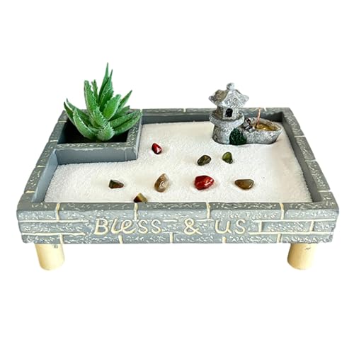 Dioeazh Japanischer Zen Sandgarten Für Schreibtisch, Zen Garten Set N Mit Weißem Sand, Büro Schreibtischzubehör Meditationstherapie Achtsame Entspannung Und Meditationswerkzeug Zum Stressabbau von Dioeazh