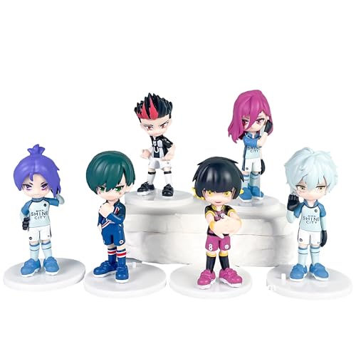 Diohauxi Seishiro Nagi 6PCS Anime Figurenset Isagi Yoichi/Bachira Meguru Figuren Anime Rot & Blau Uniformen Model Home Decor von Diohauxi