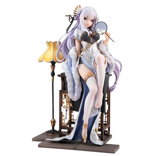 Re:0 Anime-Figur Amelia und Rem Qipao Anime-Figuren PVC-Figuren 23 cm Dekorative Schreibtisch-Statuen von Diohauxi