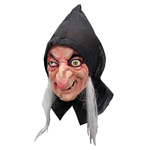 Dirfuny Alte Hexe Maske - Halloween Gruseliges Horror Cosplay Kostüm von Dirfuny