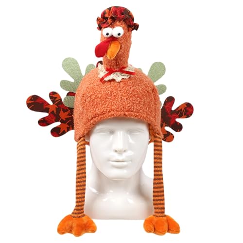 Dirfuny Thanksgiving Truthahn Hüte Silly Turkey Cap für Thanksgiving Night Event Dress-up Rollenspiel Karneval Cosplay Kostüm Zubehör Weihnachten Truthahn Lustiger Hut von Dirfuny