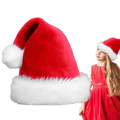 Dirfuny Weihnachtsmütze | Plüschkrempe – Unisex, warme Weihnachtsmütze für Kinder und Erwachsene, Partyzubehör von Dirfuny