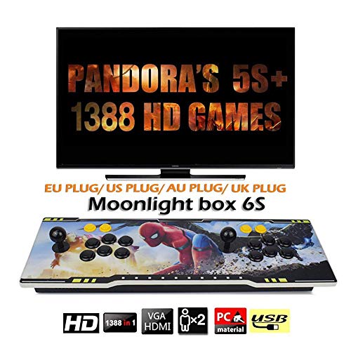 1388-in-1 Konsolen Game Player - Moonlight Box 6s Spielekonsole Videospiel Mit Doppelsteuerpulten, HD 2 Spieler Arcade Machine Support TF-Karte zur Erweiterung weiterer Spiele für PC/Laptop / TV/P von Disguise