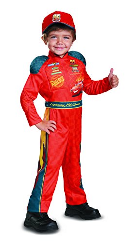 DISGUISE 19875L Disney Pixar Lightning McQueen Cars Klassisches Kleinkind Jungen Kostüm 3, Cartoon, Rot, L (4-6) von Disguise