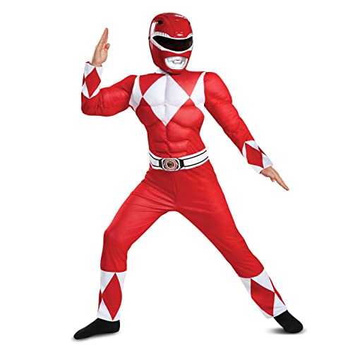 DISGUISE Offizielles Deluxe Muscle Power Rangers Kostüm Kinder Rot Faschingskostüme Kinder S von Disguise