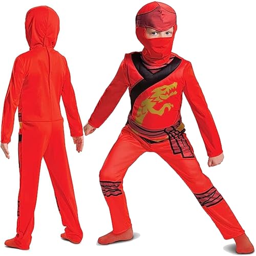 DISGUISE Offizielles LEGO Ninjago Kostüm für Kinder – Kai Red Ninja Jumpsuit – Jungen Kinder Fancy Dress Up Outfit – Ninja-Kostüm für Spielen und Partys – Größe XS 3–4 von Disguise