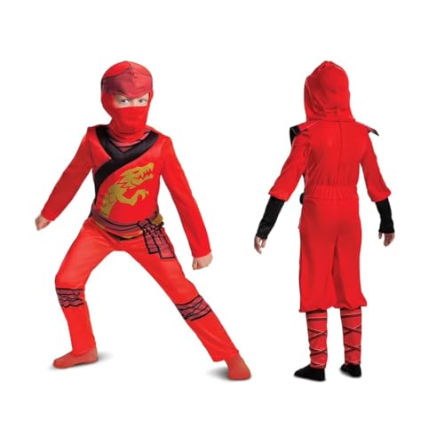 DISGUISE Offizielles Lego Ninjago Kostüm für Kinder – Kai Red Ninja Jumpsuit – Jungen Kinder Fancy Dress Up Outfit – Ninja-Kostüm für Spielen und Partys – Größe XS 3–4 von Disguise