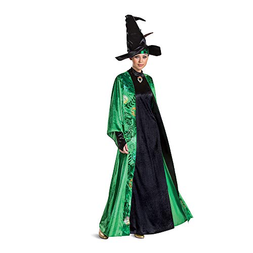 Disguise Damen Professor Mcgonagall, Official Deluxe Harry Potter Wizarding World Costume Dress and Hat Erwachsenenkostme, Mehrfarbig, Large (12-14) US von Disguise