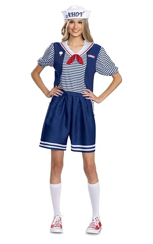 Disguise Damen Robin Scoops Ahoi-Kostüm, offizielles Stranger Things-Kostüm für Erwachsene mit Hut und Overall, Spatz, XL (18-20) von Disguise