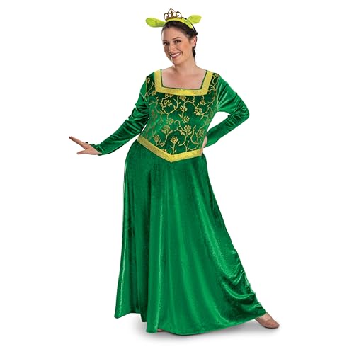 Disguise Deluxe Shrek Fiona Kostüm Kleid für Damen - Königsgrünes Kleid mit Ogerohren Stirnband für Halloween & Cosplay S von Disguise