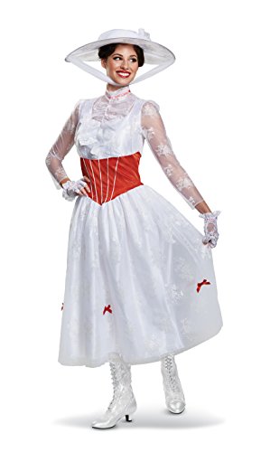 Disguise Mary Poppins Deluxe Erwachsenenkostüm für Damen, Weiss/opulenter Garten, L (12-14) von Disguise