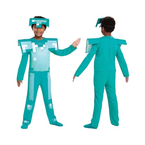 Disguise Offizielles Minecraft Kostüm Kinder Diamant Rüstung Karneval Kostüm Minecraft Faschingskostüme Kinder M, Blau von Disguise